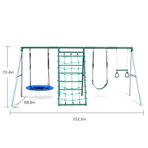 Swing Sets with Saucer Swing,Belt Swing,Trapeze Bar,Climbing Rope,Climbing Ladder