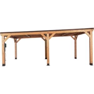 Backyard Discovery Kingsport 20′ x 20′ Cedar Wood Carport with Steel Roof